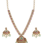 Regal Peacock Ruby Pendant Necklace Set