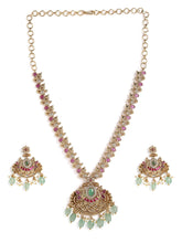 Regal Peacock Ruby Pendant Necklace Set