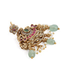 Regal Peacock Ruby Pendant Necklace Set