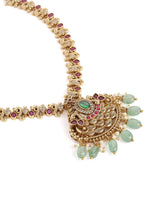 Regal Peacock Ruby Pendant Necklace Set