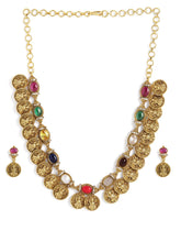 Navratna Laxmi Coin Statement Necklace
