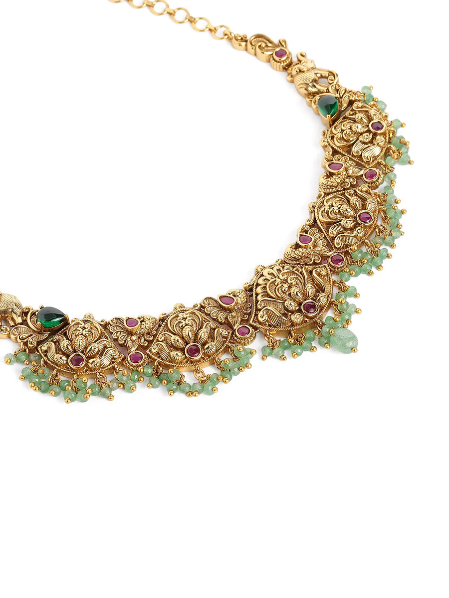 Traditional Ruby Filigree Necklace Set