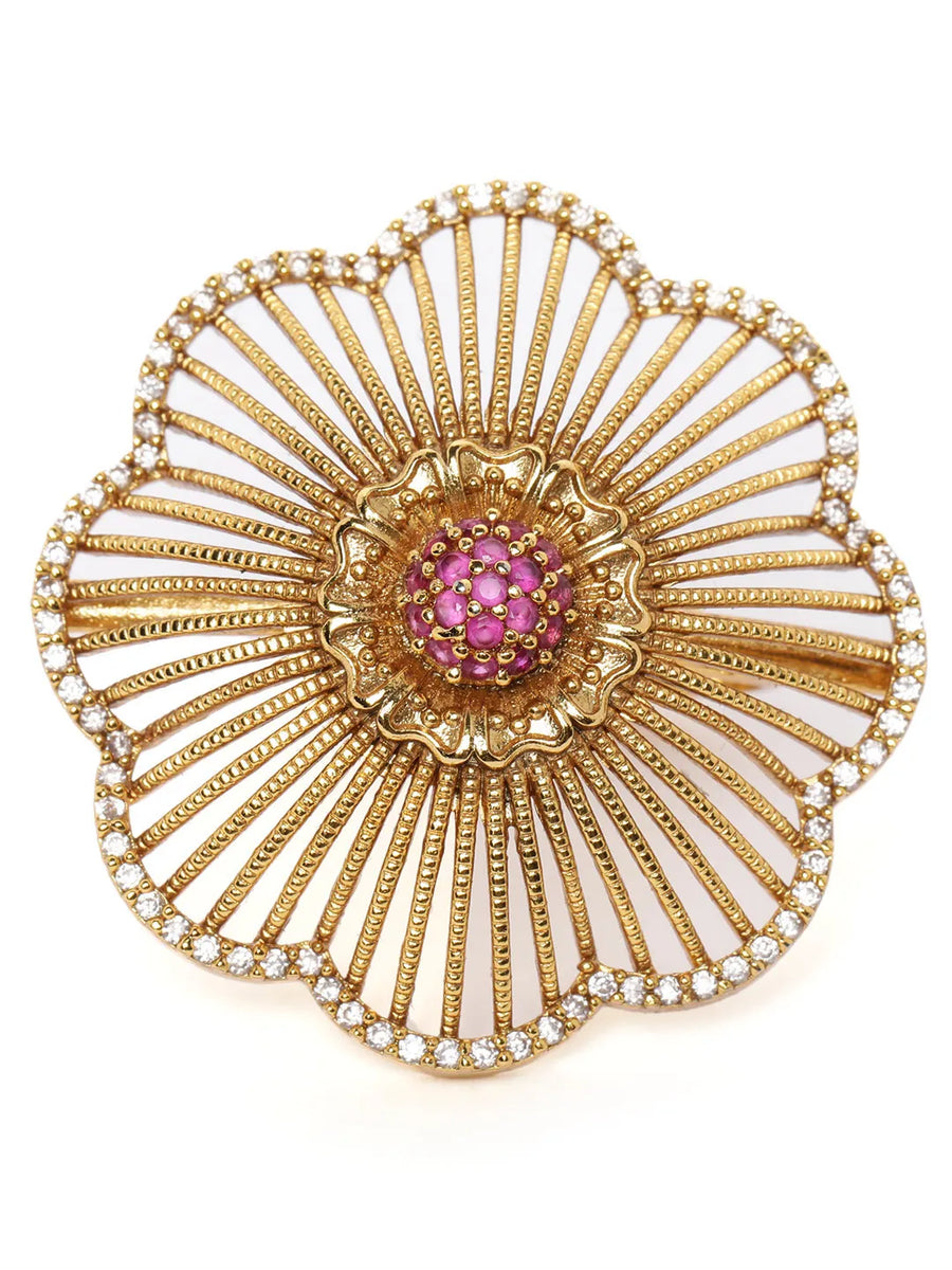 Floral CZ Crystal Ring | Elegant Fashion Jewellery by Peora
