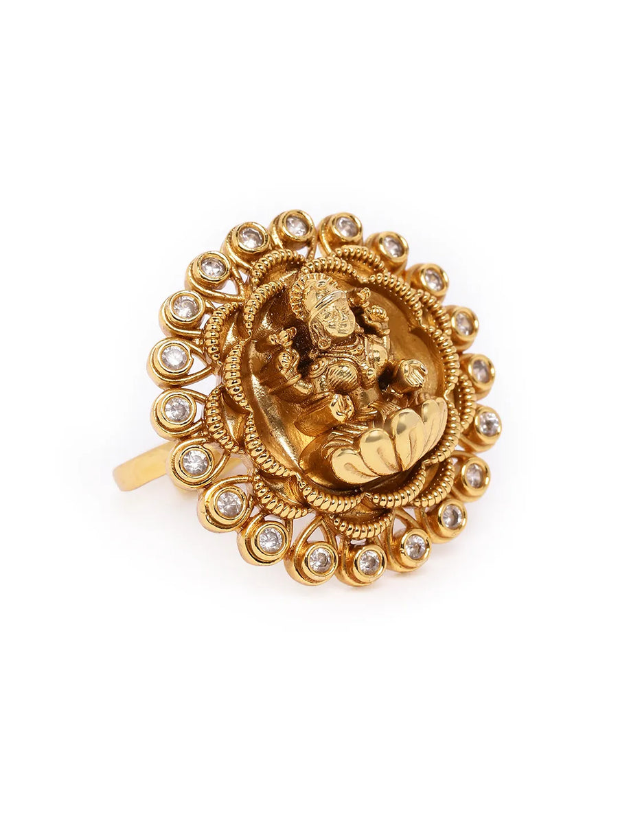 Spiritual Bloom Lakshmi Motif Ring