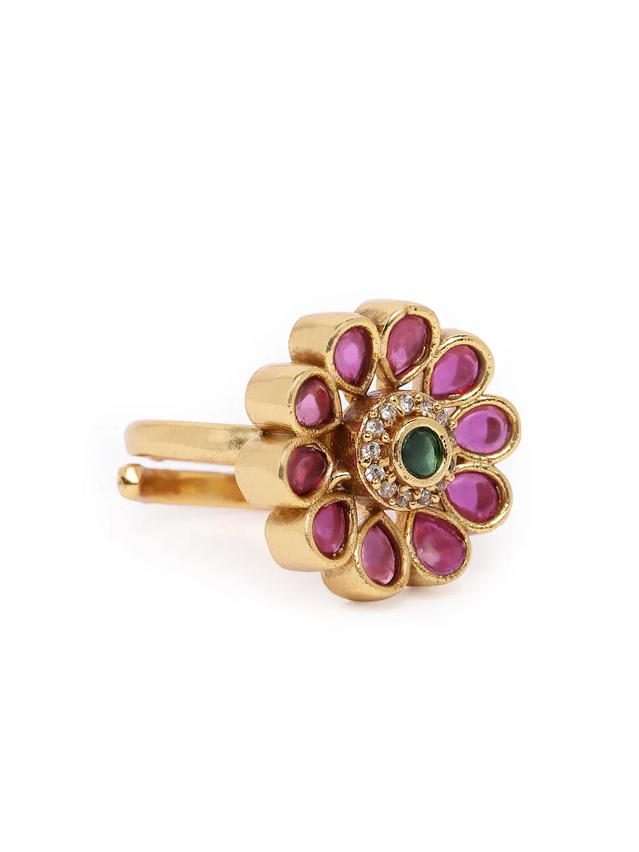 Blooming Royal Ruby Emerald Ring