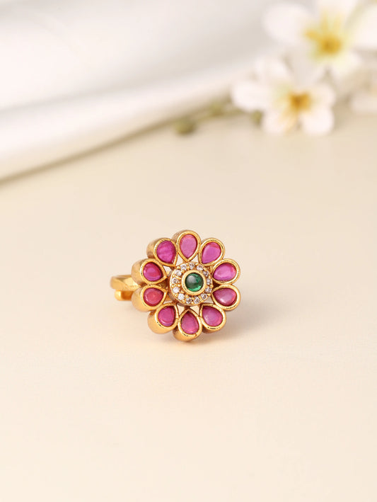 Blooming Royal Ruby Emerald Ring