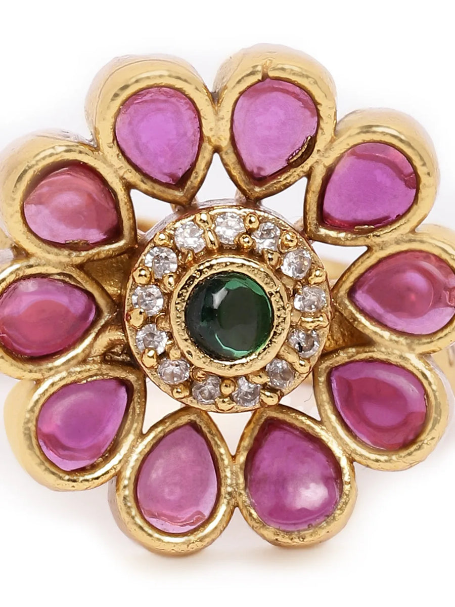 Blooming Royal Ruby Emerald Ring
