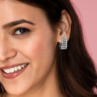 CZ Baguette Stone Hoop Earrings