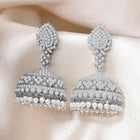 Beaded Jhumka Earrings with CZ Stones