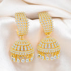 Sculpted Sparkle CZ Jhumki Earrings - Gold White