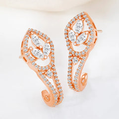 Sparkling Leaf Inspired CZ Earrings