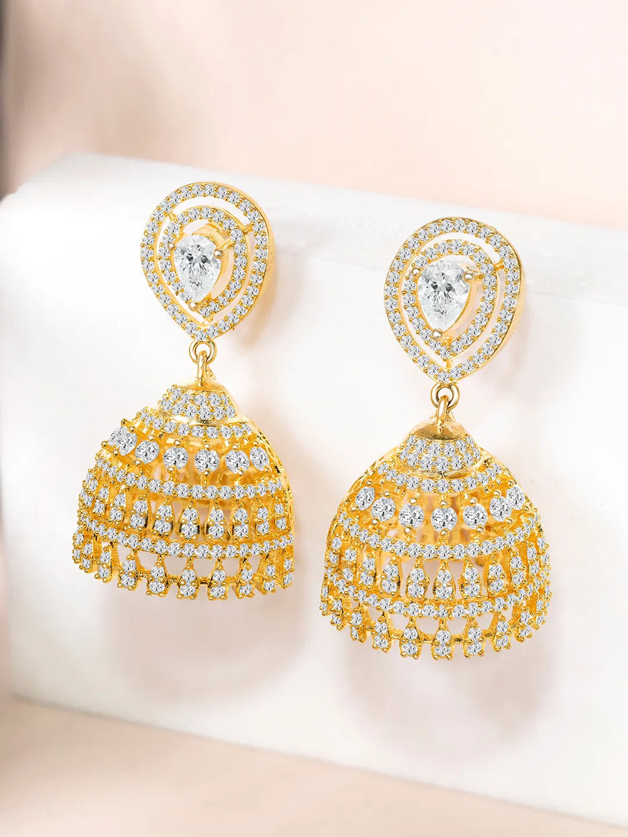 CZ Embellished Jhumka Earrings