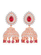 CZ & Ruby Rose Gold Jhumki