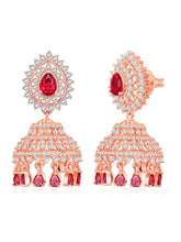 CZ & Ruby Rose Gold Jhumki