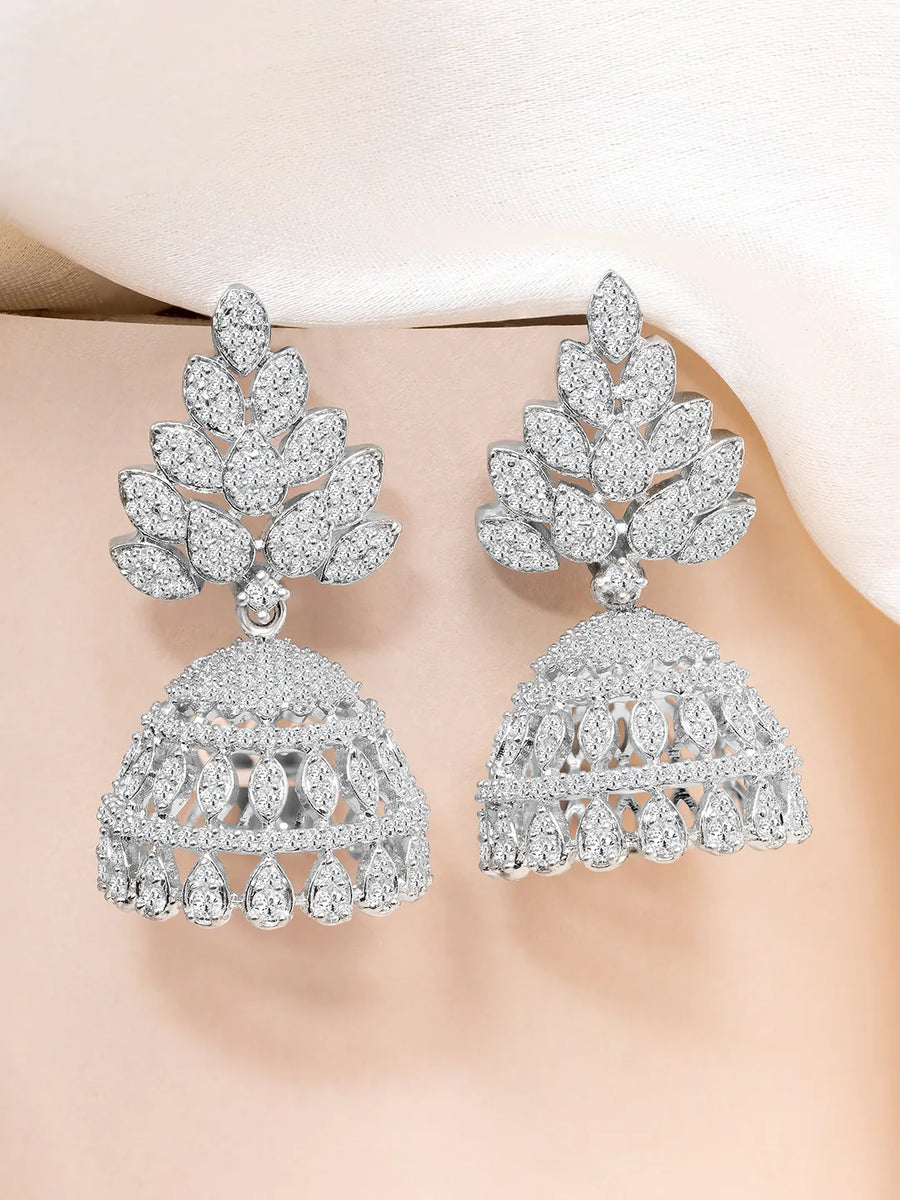 Radiant Shiny CZ Jhumka Earrings