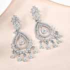 Shiny Cubic Zirconia Dangle Earrings - Silver