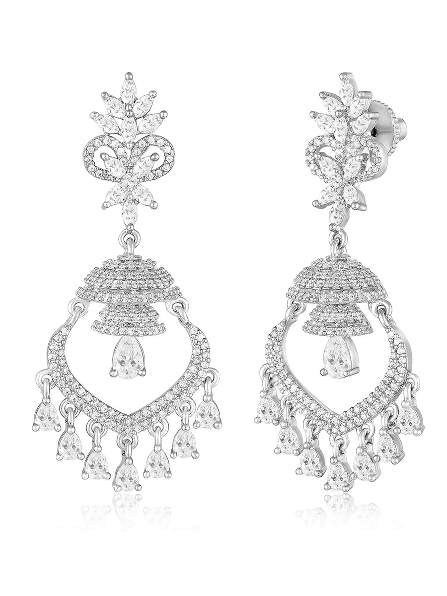 Sparkling CZ Studded Dangle Earrings