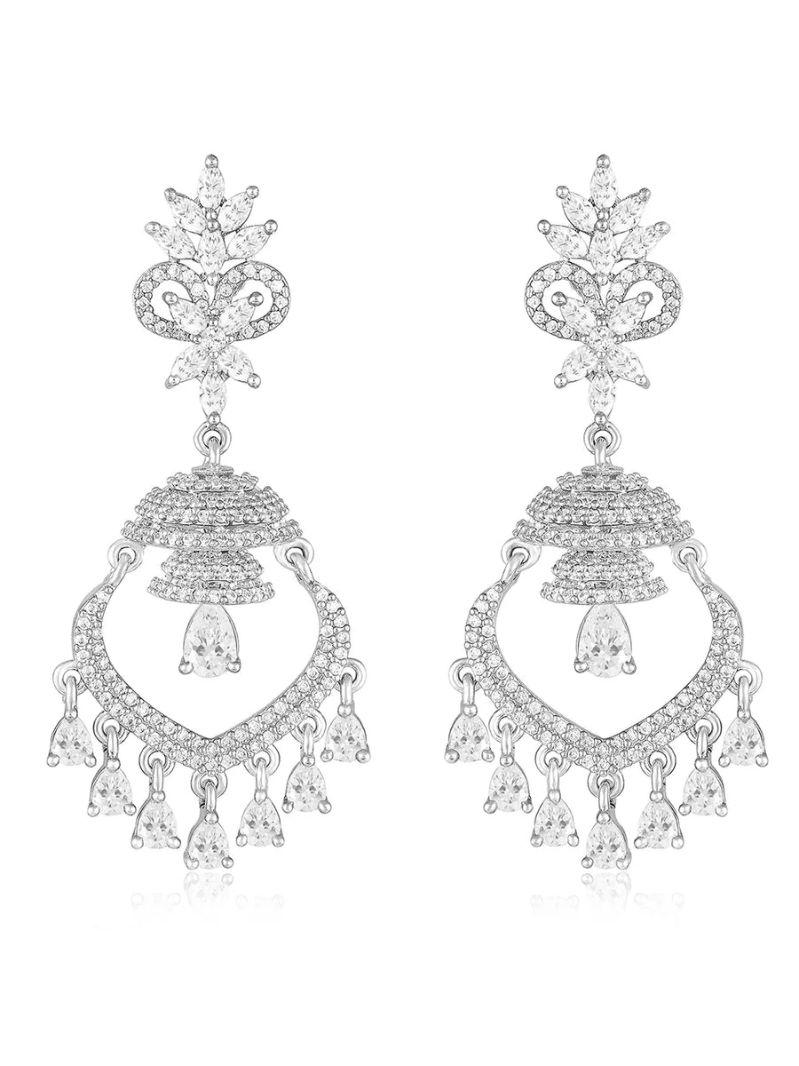 Sparkling CZ Studded Dangle Earrings