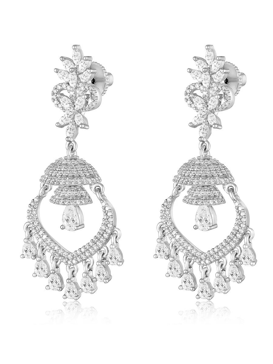 Sparkling CZ Studded Dangle Earrings