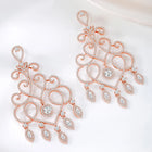 Intricate Filigree CZ Dangle Earrings - Rose Gold