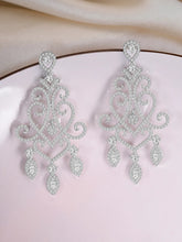 Luxe CZ Studded Filigree Dangle Earrings