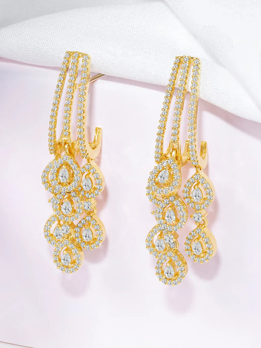 Radiant CZ Crystal Studded Earrings
