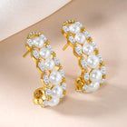 Luxe Pearl & CZ Half Hoop Earrings