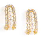 Elegant Pearl-Studded Hoop Earrings - Gold