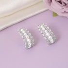 Elegant Pearl-Studded Hoop Earrings - Silver