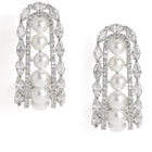 Elegant Pearl-Studded Hoop Earrings - Silver