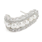 Elegant Pearl-Studded Hoop Earrings - Silver
