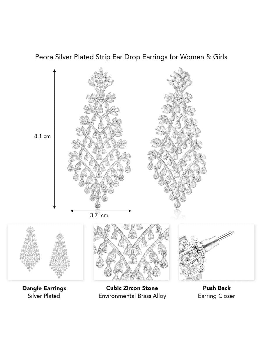 Stylish Stone Studded Dangle Drops – Elegant & Eye-Catching | Peora