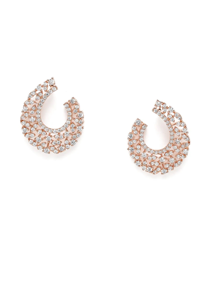 Moonlight CZ Studded Earrings - Rose Gold