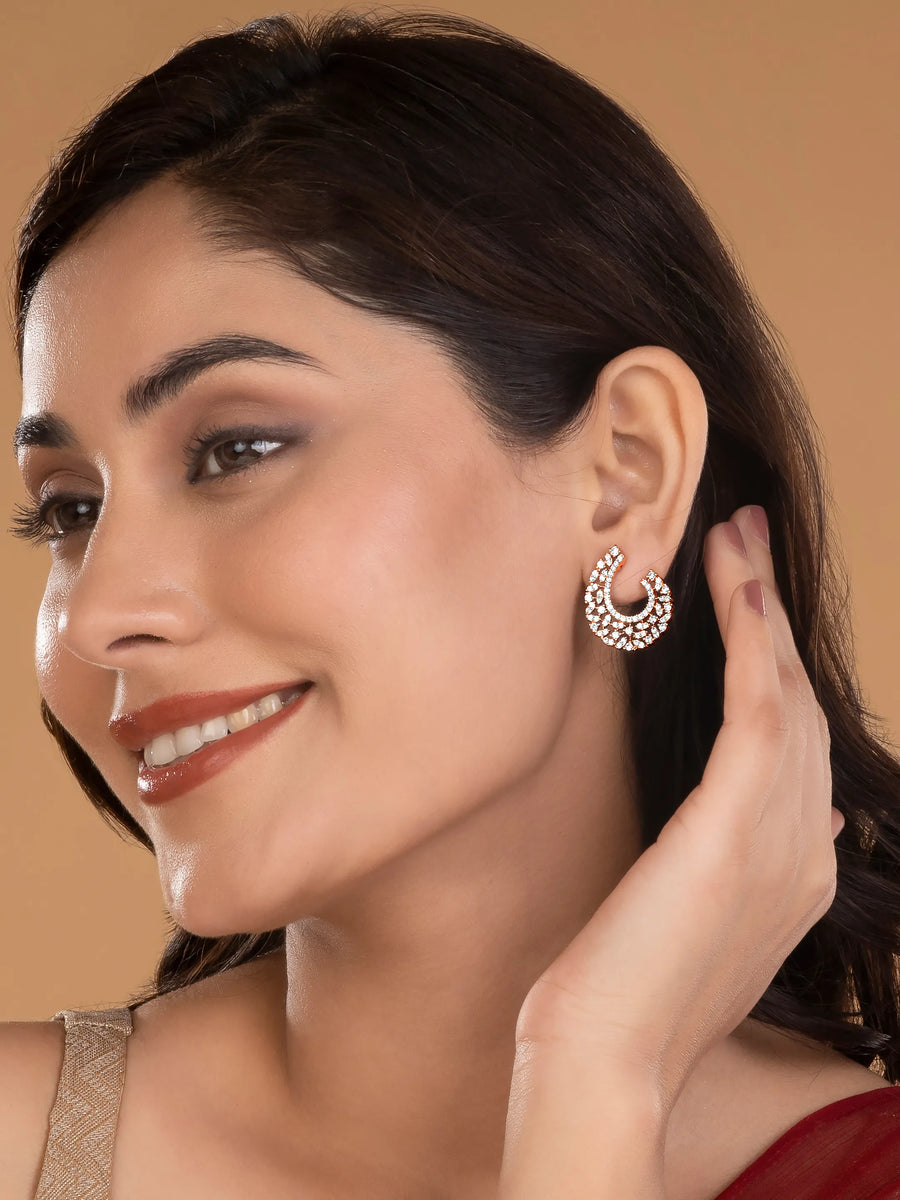 Moonlight CZ Studded Earrings - Rose Gold