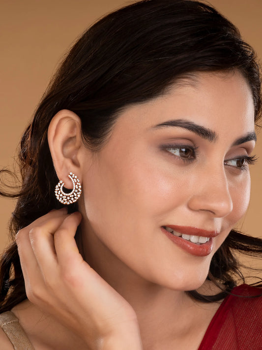 Moonlight CZ Studded Earrings - Rose Gold