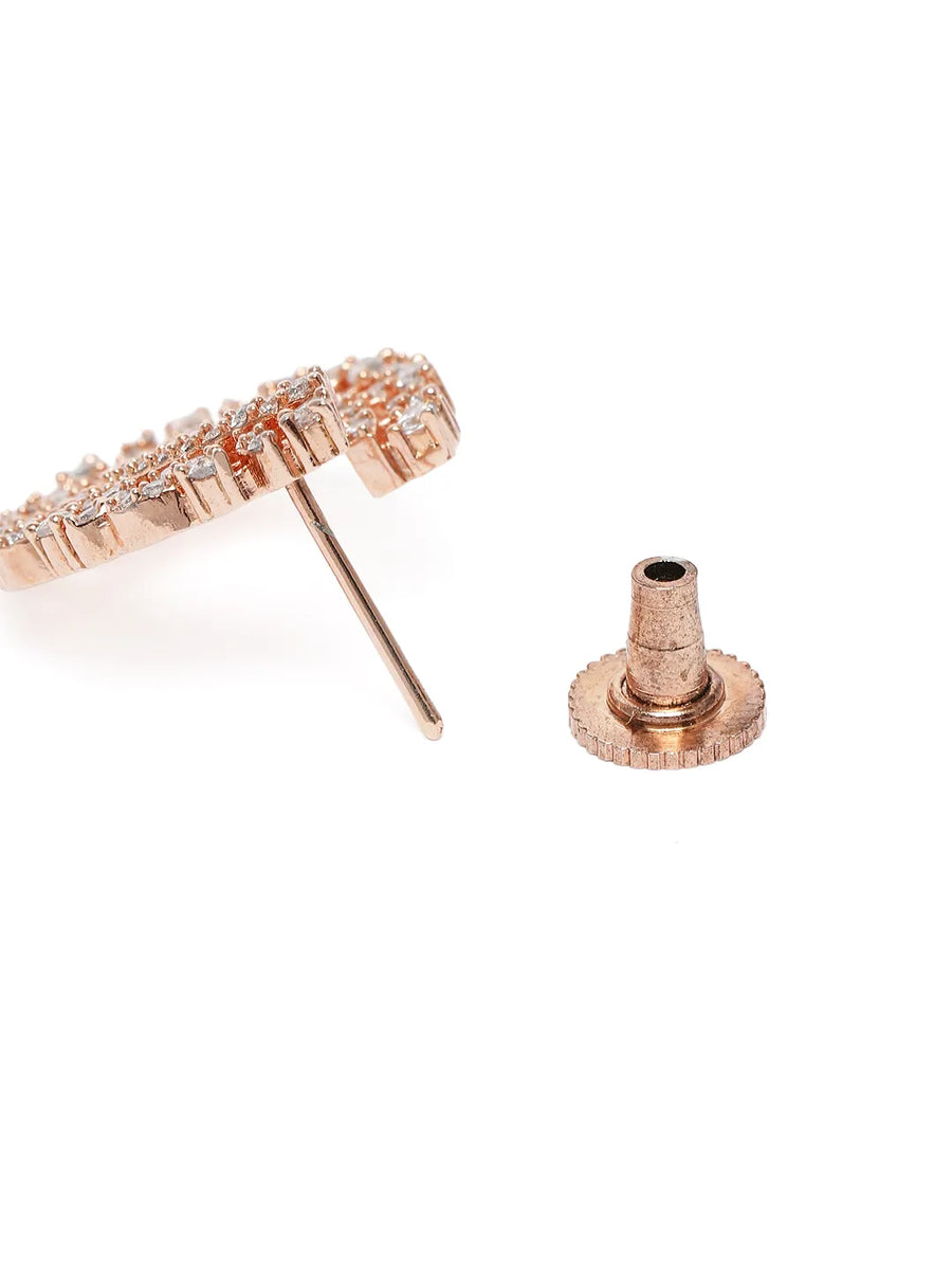 Moonlight CZ Studded Earrings - Rose Gold