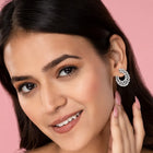 Moonlight CZ Studded Earrings - Silver