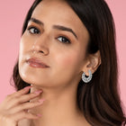 Moonlight CZ Studded Earrings - Silver