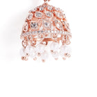 Lotus Top CZ Jhumka with Pearls - Rose Gold