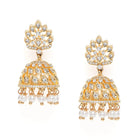 Lotus Top CZ Jhumka with Pearls