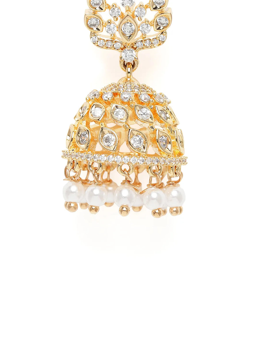 Lotus Top CZ Jhumka with Pearls