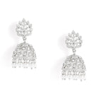 Lotus Top CZ Jhumka with Pearls - Silver