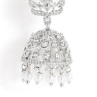 Lotus Top CZ Jhumka with Pearls - Silver