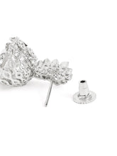 Lotus Top CZ Jhumka with Pearls - Silver