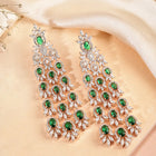 Emerald CZ Cascade Long Earrings