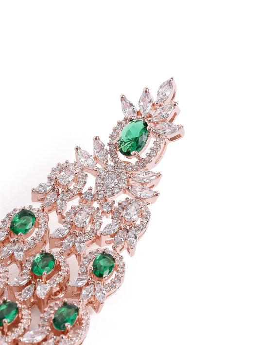 Emerald CZ Cascade Long Earrings