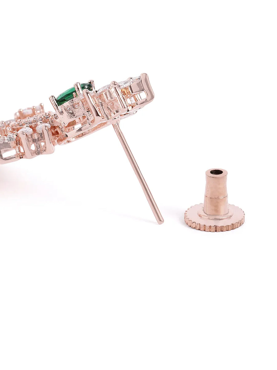 Emerald CZ Cascade Long Earrings