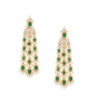 Emerald CZ Cascade Long Earrings