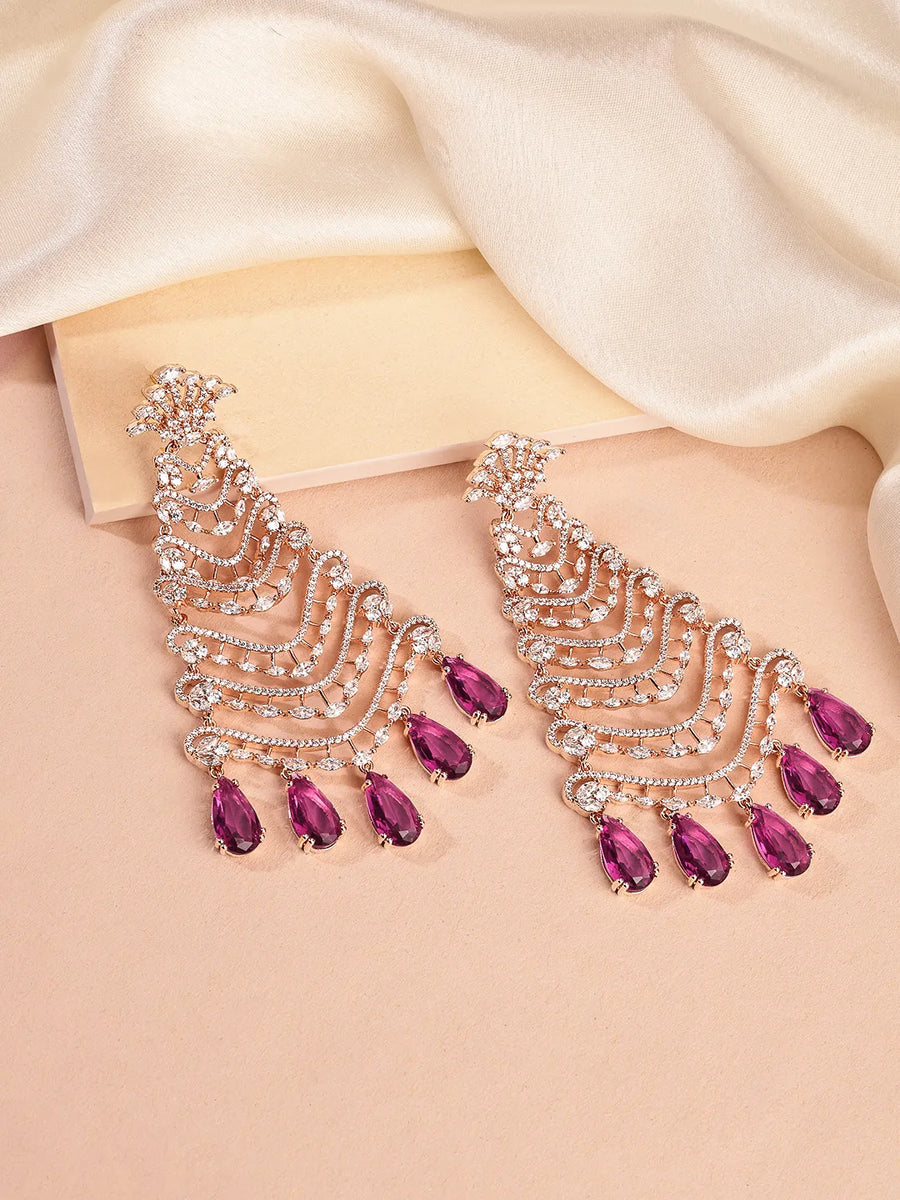 Crystal Drape Designer Dangle Earrings