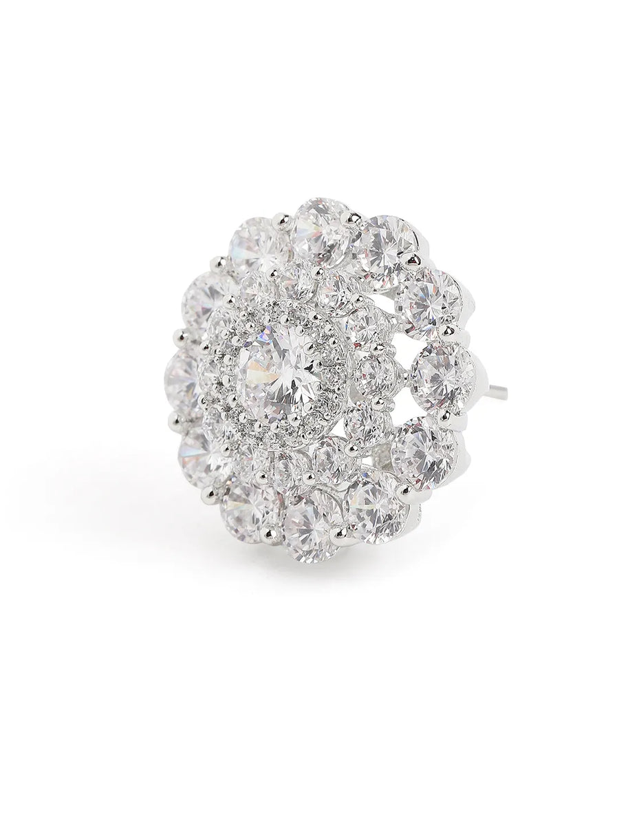 Elegant Crystal Floral Stud Earrings